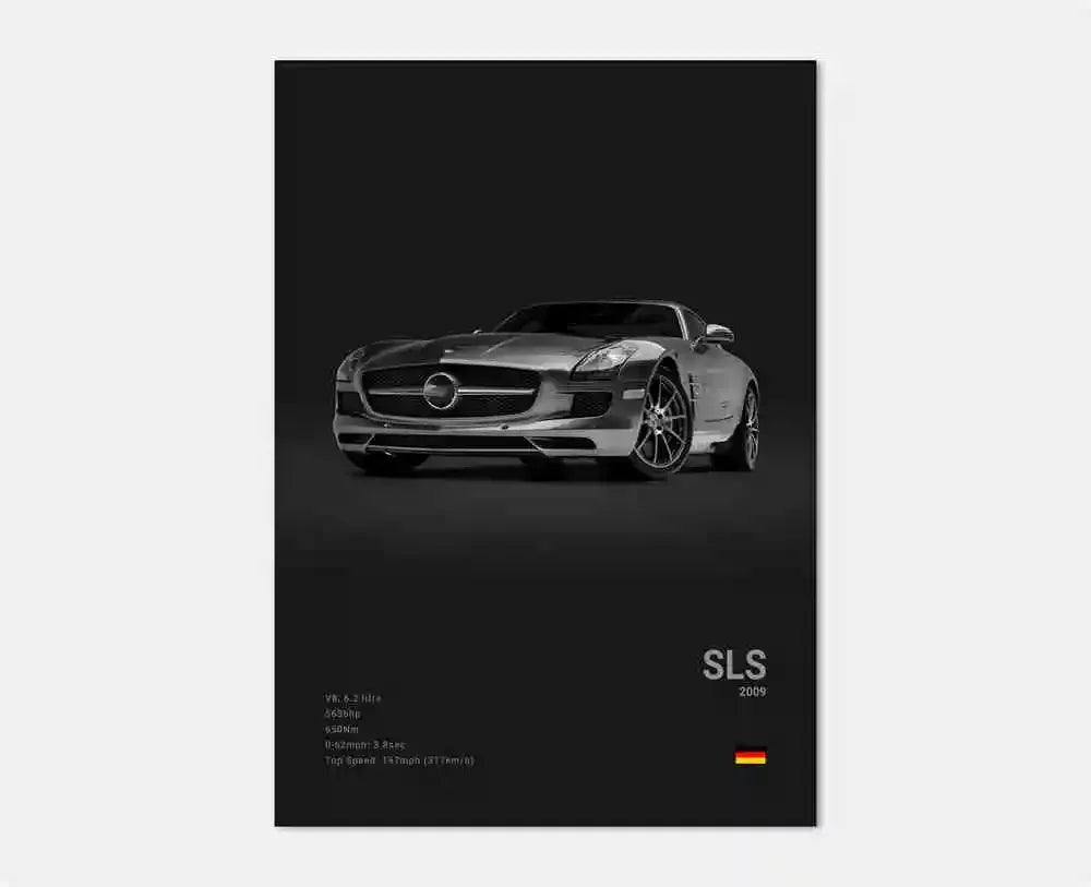 Black and White Luxury Sports Car Luxury German Car Poster Aesthetics G63 SL Gtr Sedan Canvas Print Wall Art Garage Room Decor