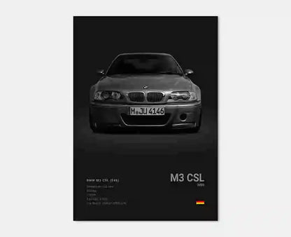 Pop Black And White Poster Wall Art Luxury Supercar F80 M3 M140 GTR HD Oil On Canvas Print Home Living Room Bedroom Decor Gift