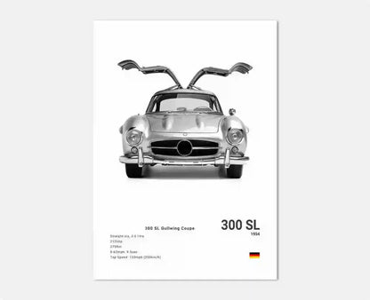 Black and White Luxury Sports Car Luxury German Car Poster Aesthetics G63 SL Gtr Sedan Canvas Print Wall Art Garage Room Decor