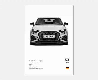 Pop German Cars Rs3 Car Photography Poster Aesthetic Luxury R8 C8 Supercar GTR SUV Canvas Print Wall Art Home Driver Room Decor
