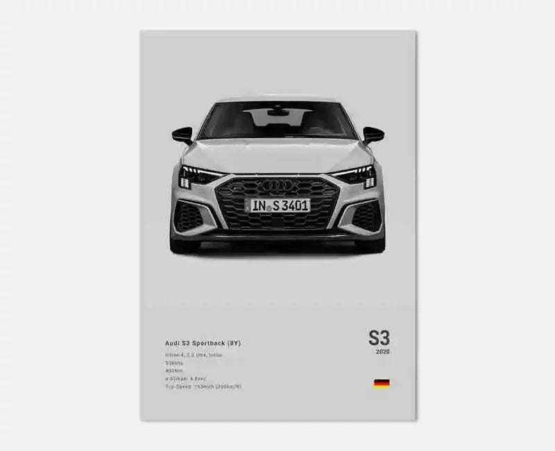 Pop German Cars Rs3 Car Photography Poster Aesthetic Luxury R8 C8 Supercar GTR SUV Canvas Print Wall Art Home Driver Room Decor