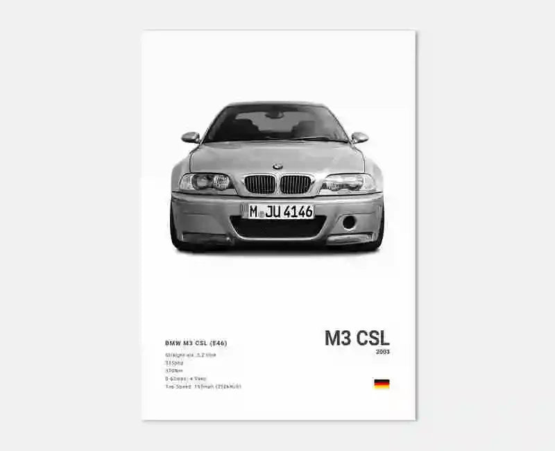 Pop Black And White Poster Wall Art Luxury Supercar F80 M3 M140 GTR HD Oil On Canvas Print Home Living Room Bedroom Decor Gift