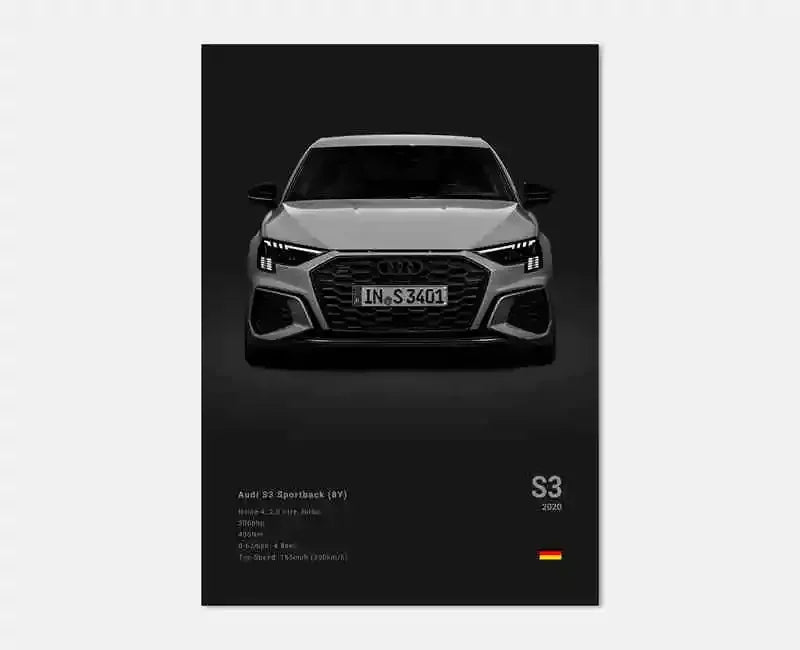 Pop German Cars Rs3 Car Photography Poster Aesthetic Luxury R8 C8 Supercar GTR SUV Canvas Print Wall Art Home Driver Room Decor