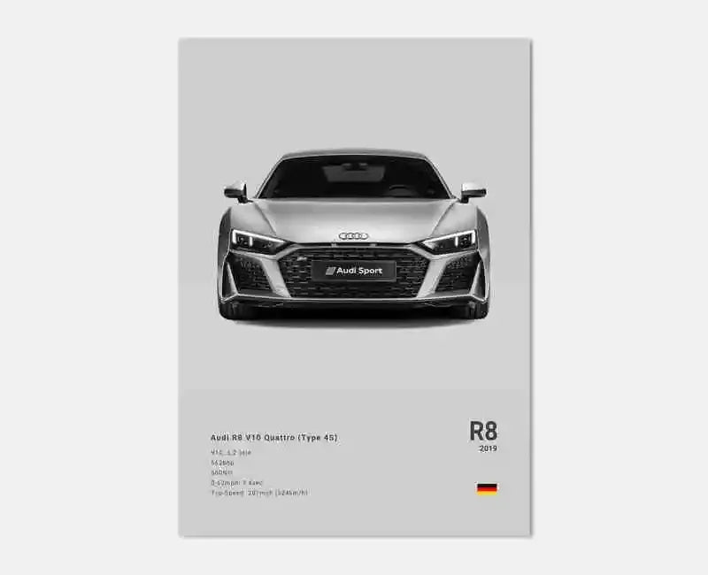 Pop German Cars Rs3 Car Photography Poster Aesthetic Luxury R8 C8 Supercar GTR SUV Canvas Print Wall Art Home Driver Room Decor