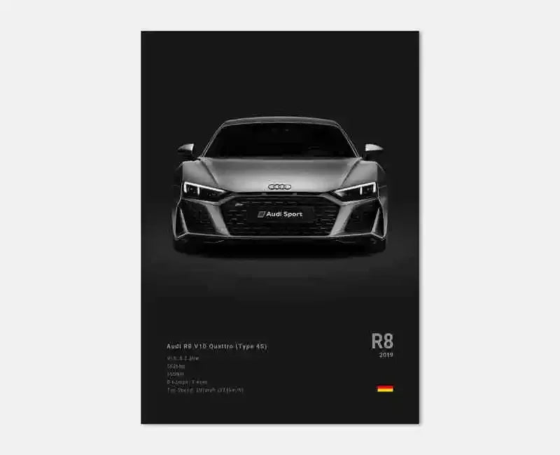 Pop German Cars Rs3 Car Photography Poster Aesthetic Luxury R8 C8 Supercar GTR SUV Canvas Print Wall Art Home Driver Room Decor