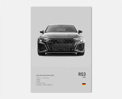 Pop German Cars Rs3 Car Photography Poster Aesthetic Luxury R8 C8 Supercar GTR SUV Canvas Print Wall Art Home Driver Room Decor