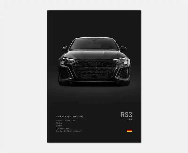 Pop German Cars Rs3 Car Photography Poster Aesthetic Luxury R8 C8 Supercar GTR SUV Canvas Print Wall Art Home Driver Room Decor