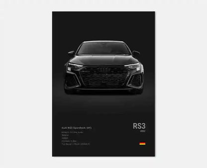 Pop German Cars Rs3 Car Photography Poster Aesthetic Luxury R8 C8 Supercar GTR SUV Canvas Print Wall Art Home Driver Room Decor