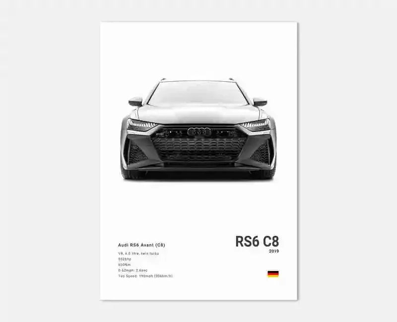 Pop German Cars Rs3 Car Photography Poster Aesthetic Luxury R8 C8 Supercar GTR SUV Canvas Print Wall Art Home Driver Room Decor