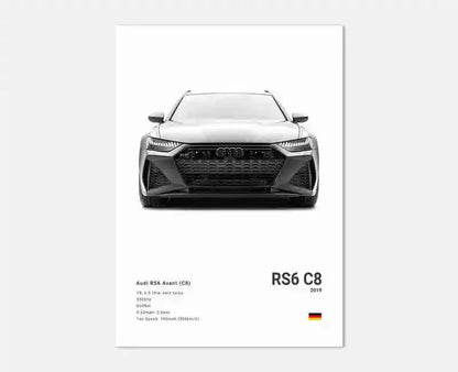 Pop German Cars Rs3 Car Photography Poster Aesthetic Luxury R8 C8 Supercar GTR SUV Canvas Print Wall Art Home Driver Room Decor