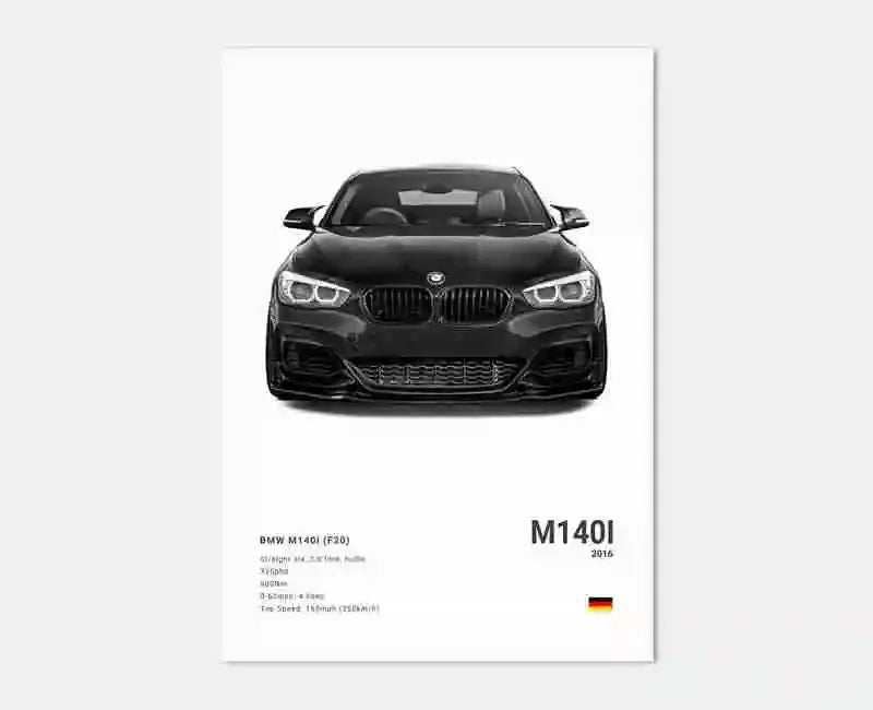 Pop Black And White Poster Wall Art Luxury Supercar F80 M3 M140 GTR HD Oil On Canvas Print Home Living Room Bedroom Decor Gift