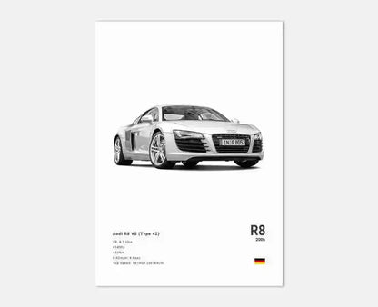 Pop German Cars Rs3 Car Photography Poster Aesthetic Luxury R8 C8 Supercar GTR SUV Canvas Print Wall Art Home Driver Room Decor