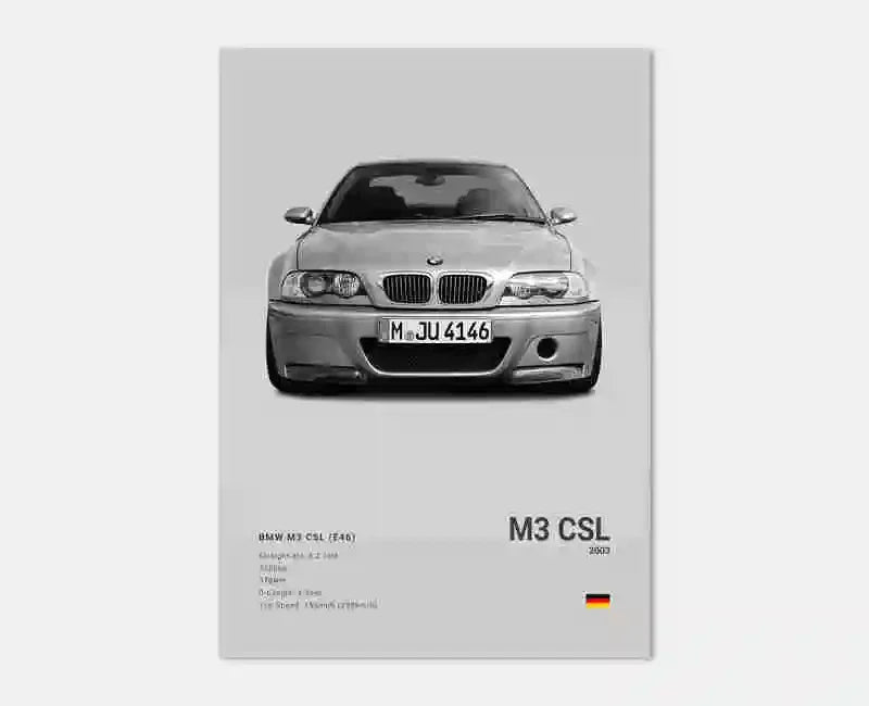 Pop Black And White Poster Wall Art Luxury Supercar F80 M3 M140 GTR HD Oil On Canvas Print Home Living Room Bedroom Decor Gift