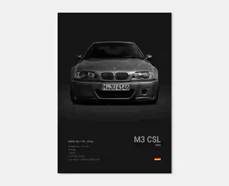 Pop Black And White Poster Wall Art Luxury Supercar F80 M3 M140 GTR HD Oil On Canvas Print Home Living Room Bedroom Decor Gift