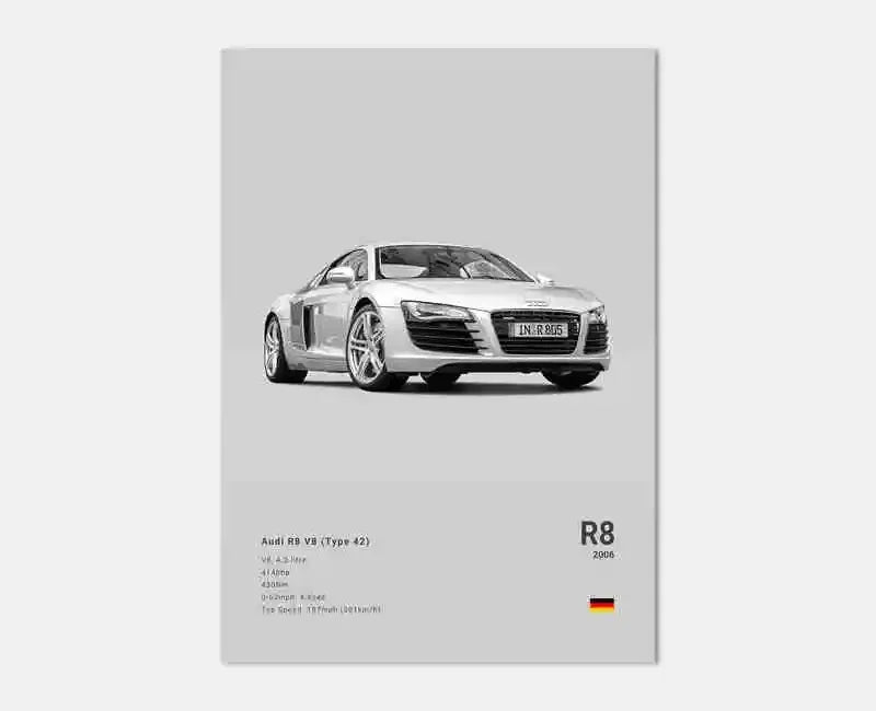 Pop German Cars Rs3 Car Photography Poster Aesthetic Luxury R8 C8 Supercar GTR SUV Canvas Print Wall Art Home Driver Room Decor
