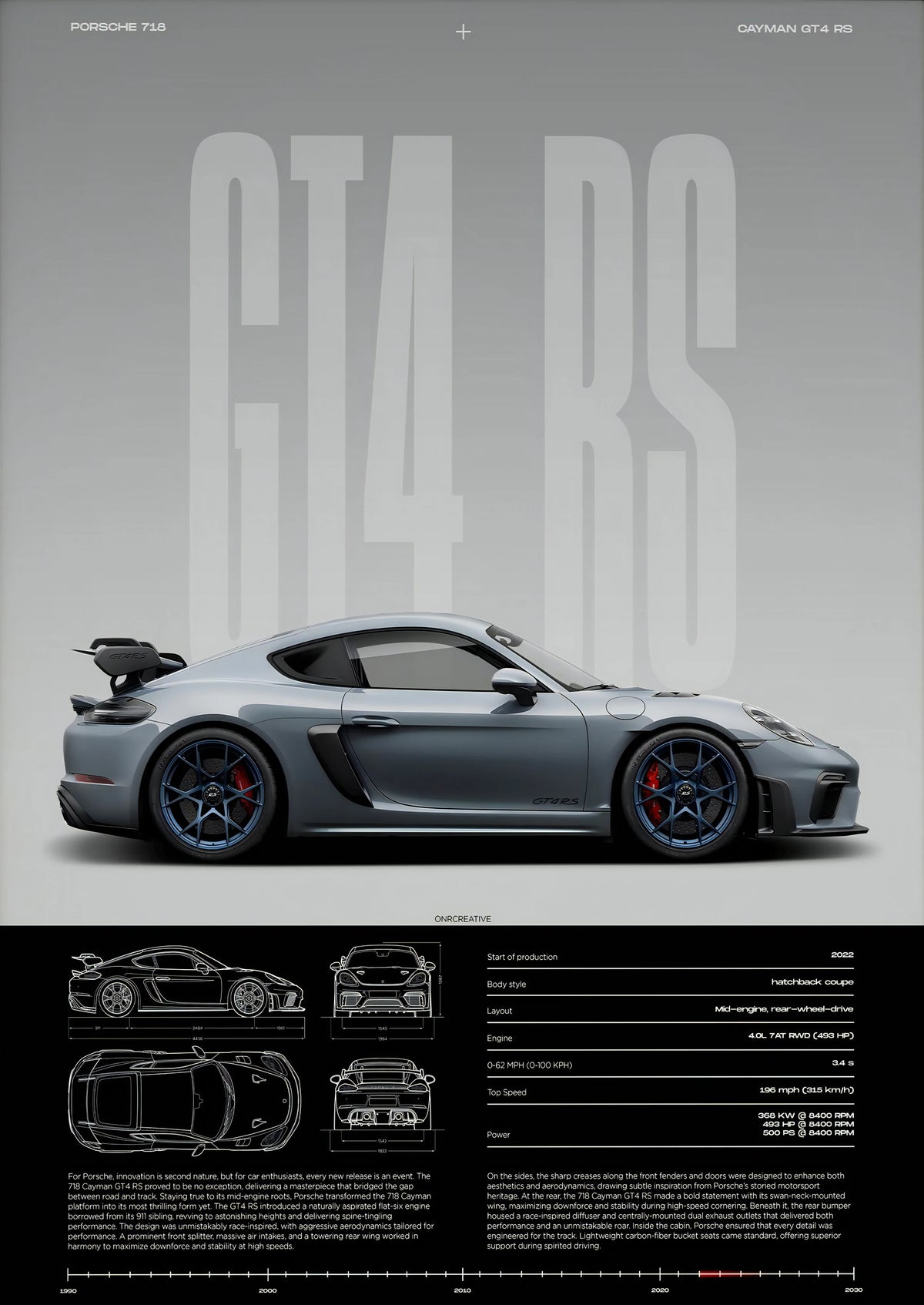 Minimalist 911 GT3-RS 718 GT4 RS Hyper Car Sports Car Supercar Poster Canvas Painting Wall Art Pictures Home Interior Decor