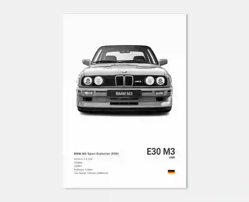 Pop Black And White Poster Wall Art Luxury Supercar F80 M3 M140 GTR HD Oil On Canvas Print Home Living Room Bedroom Decor Gift