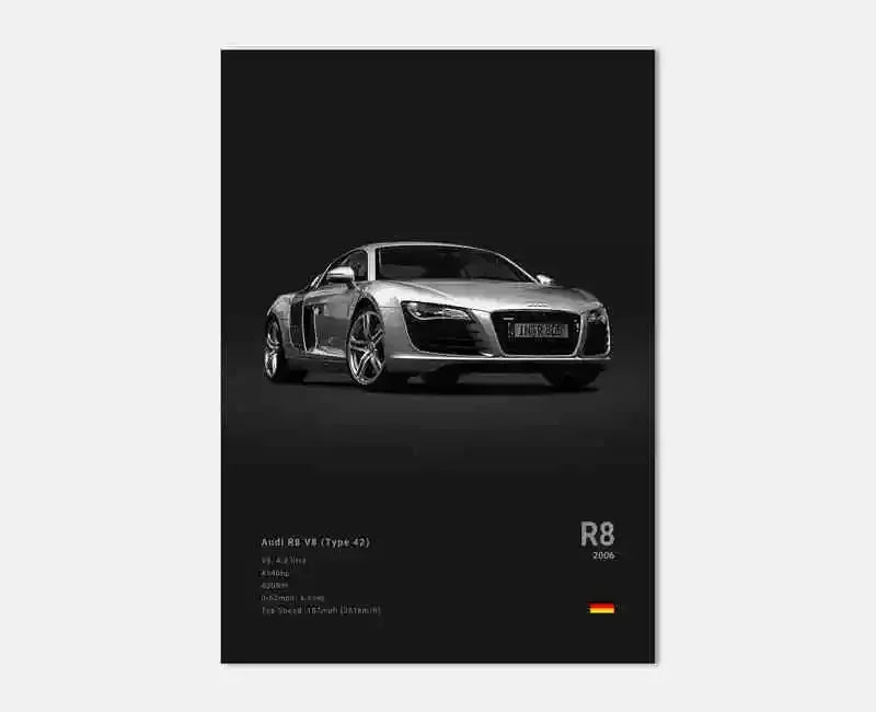 Pop German Cars Rs3 Car Photography Poster Aesthetic Luxury R8 C8 Supercar GTR SUV Canvas Print Wall Art Home Driver Room Decor