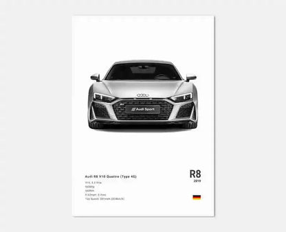 Pop German Cars Rs3 Car Photography Poster Aesthetic Luxury R8 C8 Supercar GTR SUV Canvas Print Wall Art Home Driver Room Decor