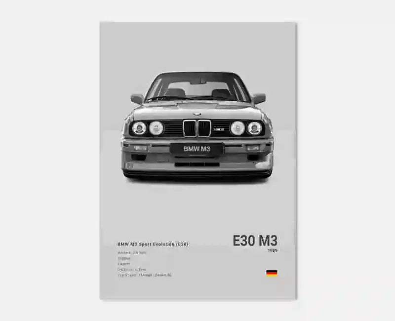 Pop Black And White Poster Wall Art Luxury Supercar F80 M3 M140 GTR HD Oil On Canvas Print Home Living Room Bedroom Decor Gift