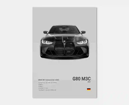 Pop Black And White Poster Wall Art Luxury Supercar F80 M3 M140 GTR HD Oil On Canvas Print Home Living Room Bedroom Decor Gift